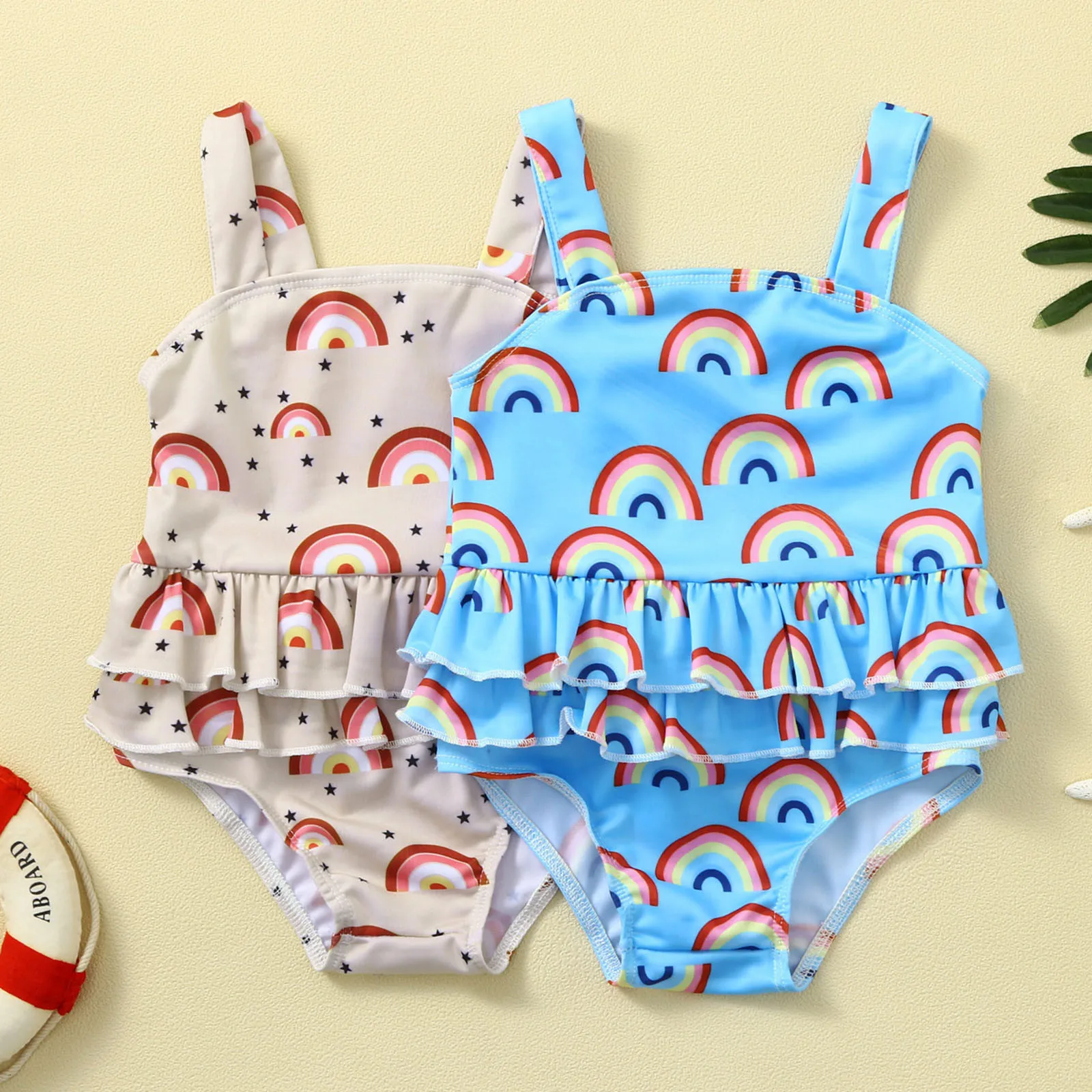 

Toddler Baby Boys Girls Rainbow One Piece Swimwear Swimsuit Beach Bathing Suit