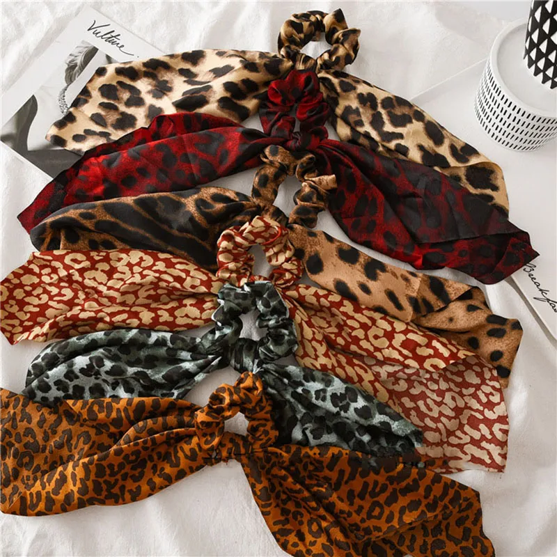 Женская резинка для волос с большим бантом и леопардовым принтом| |