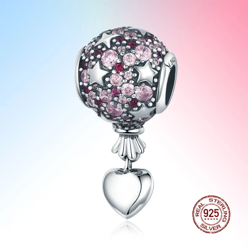 

Romantic Love Balloon Hot Air Pendant Charm women Bijoux Authentic 925 Sterling Silver fit Bracelet Necklace Jewelry Gift