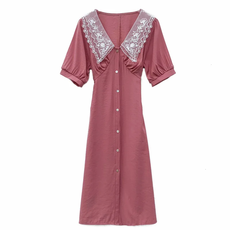 

2021 Plus Size New Summer Dress Girls Party Female Vintage Dress pink short Sleeve Women Dresses long oversize Robe Vestido