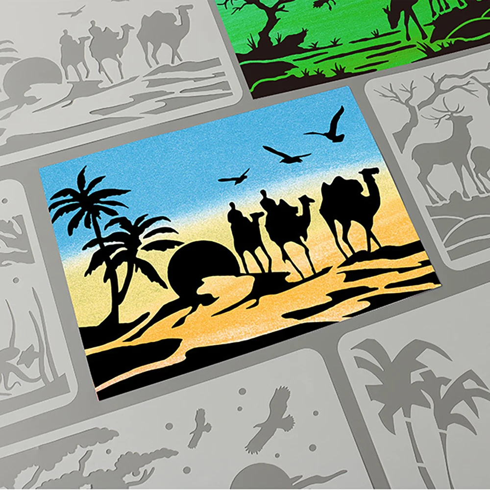 

16 Sheets A4 Forest Starry Sky Hollow Painting Template Ruler DIY Copy Stencils for Painting Album Decorative Template