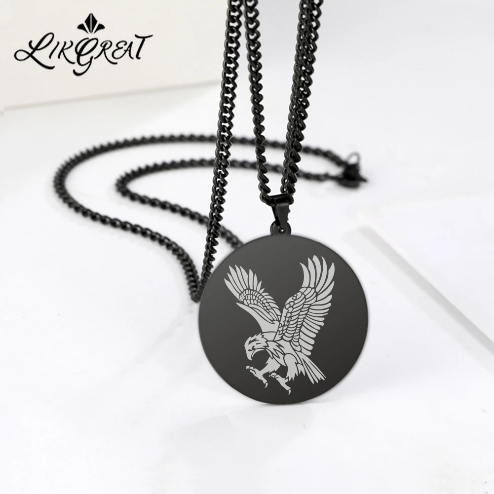 

LIKGREAT Fashion Punk Carved Animal Eagle Head Wing Charm Pendant Necklace for Men Women Hiphop Party Chain Jewelry Dropshipping