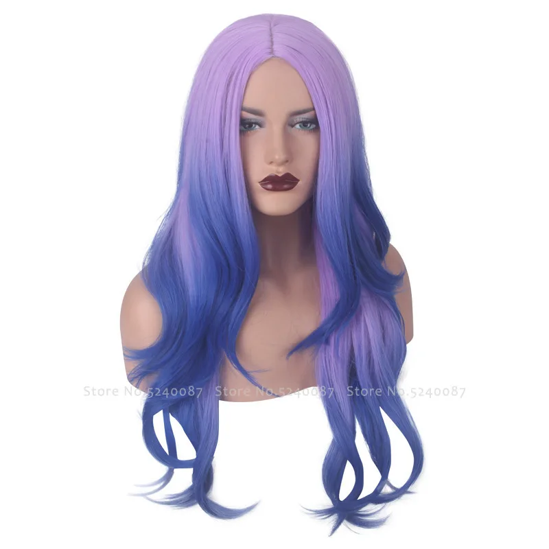 Женский фиолетовый синий парик сексуальные длинные волосы для сцены готические