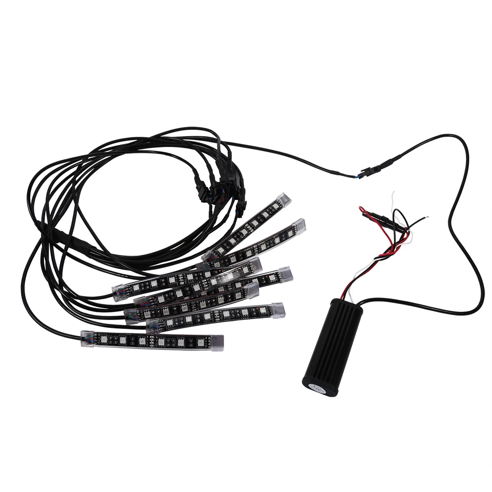 

8pcs Car Motorcycle Strip RGB LED Glow Light Kit Remote Control Multi Color