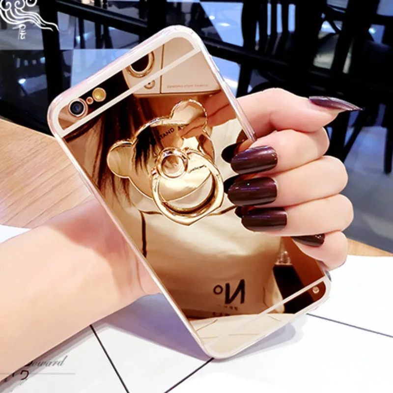 Роскошный блестящий зеркальный чехол подставка для iPhone 12 11 Pro Max XR X XS 6 7 8 Plus SE2020