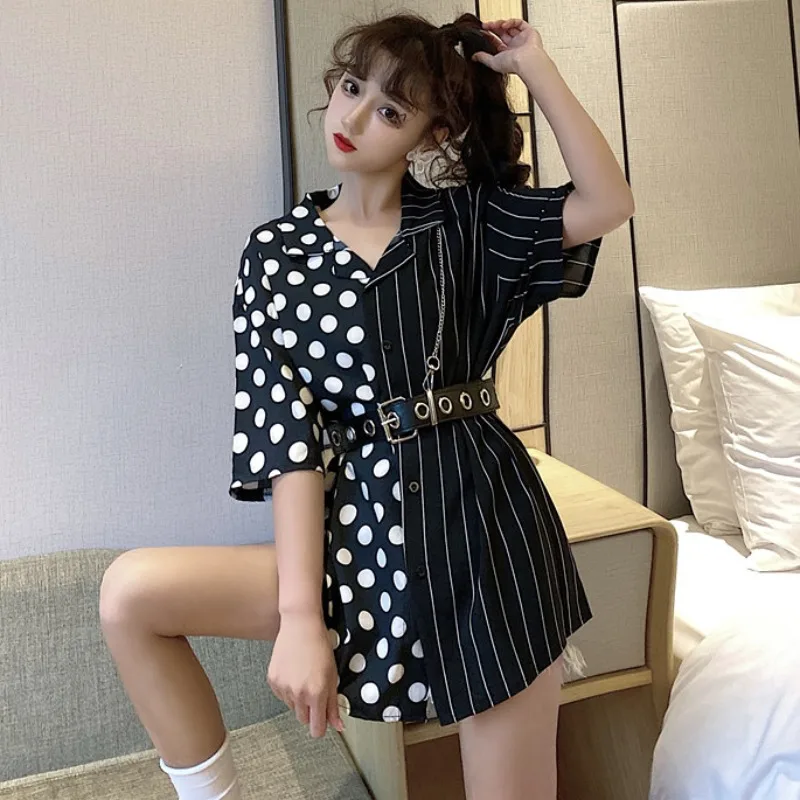 Женская летняя Готическая рубашка в горошек полоску 2020|Рубашки| |