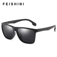 feishini 2022 light sunglass women vintage high quality plastic titanium square clear sunglasses polarized men uv protection