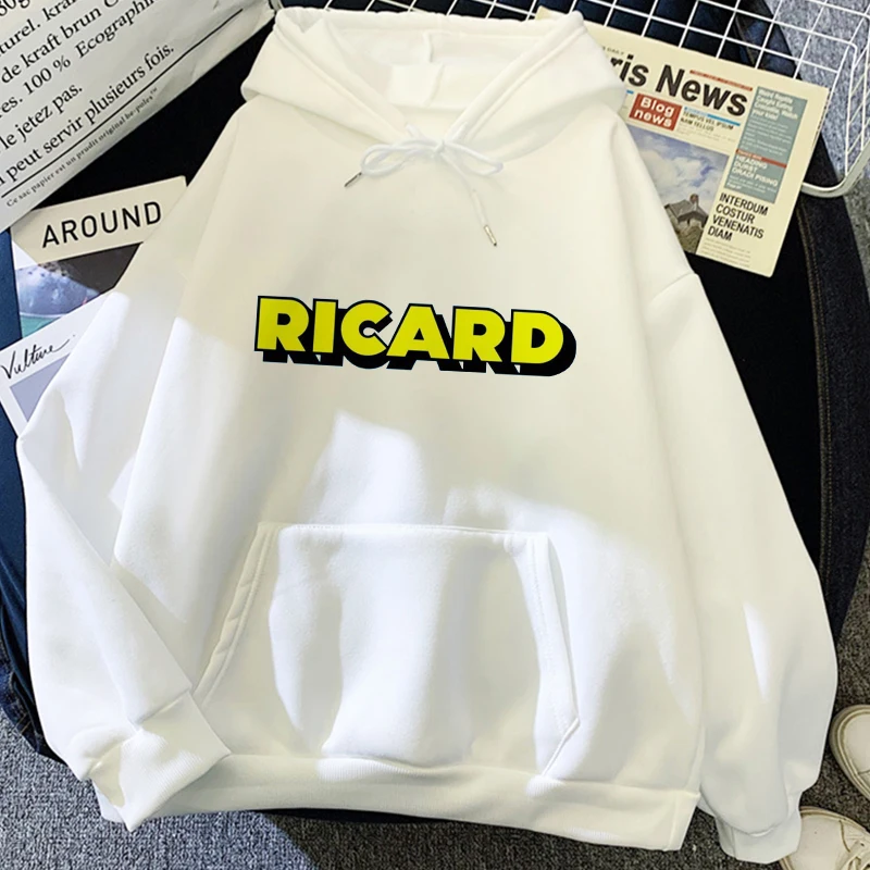 2021 Fashion Oversized Hoodies Ricard Letter Print Vintage Aesthetic Clothes Casual Hip Hop Hooded Pullovers Women Sweetshirts