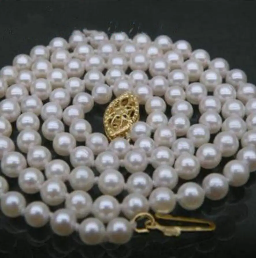 

Fashion jewelry Free Shipping AAA+++ JAPANESE perfect round 4.5-5 mm white akoya pearl necklace 14k/20 solid gold