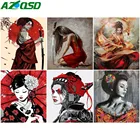 AZQSD раскраски по номерам японский самурай акриловые современные украшение на стену, живопись маслом по номерам взрослые Портретные наборы ручная роспись подарки