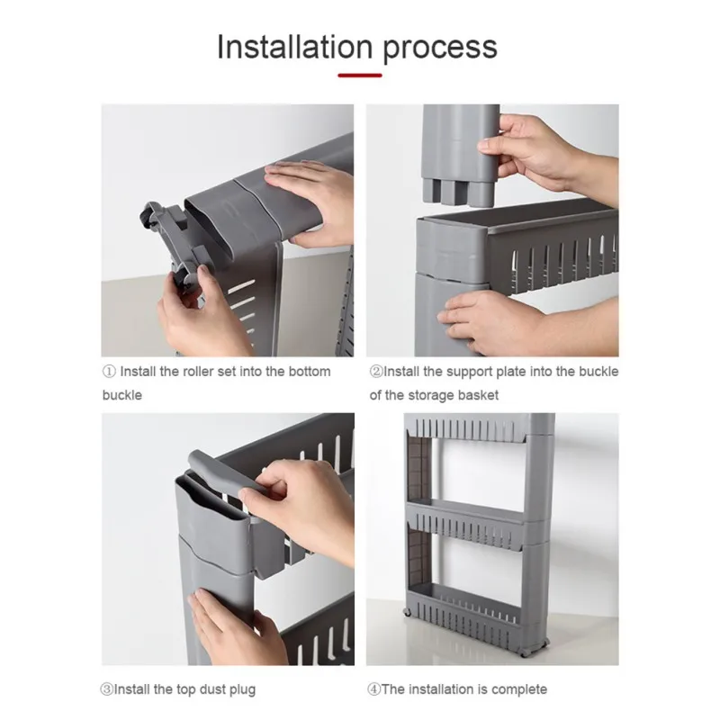 

Multi Layer Kitchen Shelf Removable Food Storage Rack Bathroom Finishing Slotted Shelf With Wheels Floors Suitable For Kitchen A