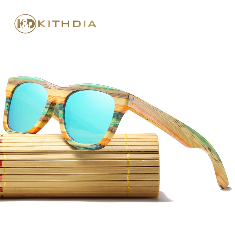 Деревянные поляризованные солнцезащитные очки Kithdia с бамбуковыми очками для