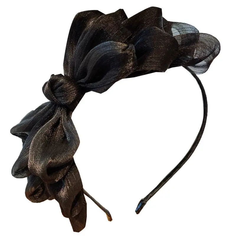 Черная кружевная заколка для волос с супер бантом женские корейские аксессуары в