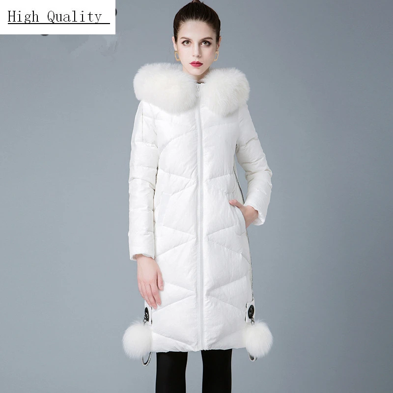 2020 новый бренд женский пуховик большой Лисий мех с капюшоном одежда корейский