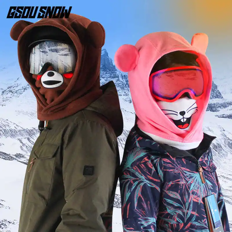 GSOU-gorros de esquí al aire libre, equipo de esquí cálido, gorro de snowboard, SNOW Country de dibujos animados, ropa de esquí, equipo de máscara facial