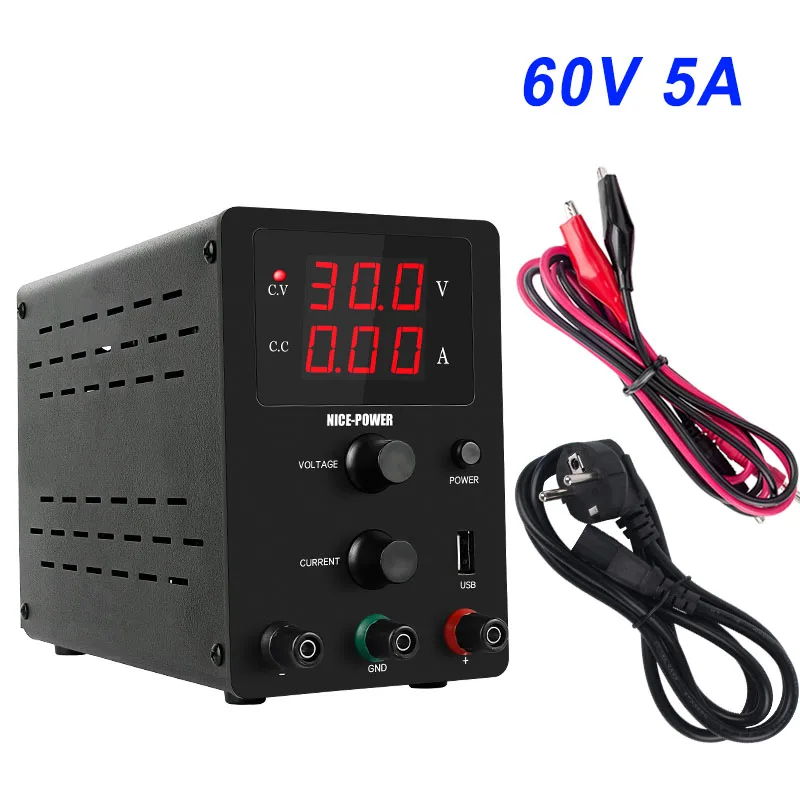 3Digits 60V 5A 3/4 цифр Импульсный DC лабораторный источник питания мини Регулируемый черный USB источник питания 30V 10A 5A 0.01A/0,1 V 0.001A/0,01 V - Цвет: 3Digits 60V 5A
