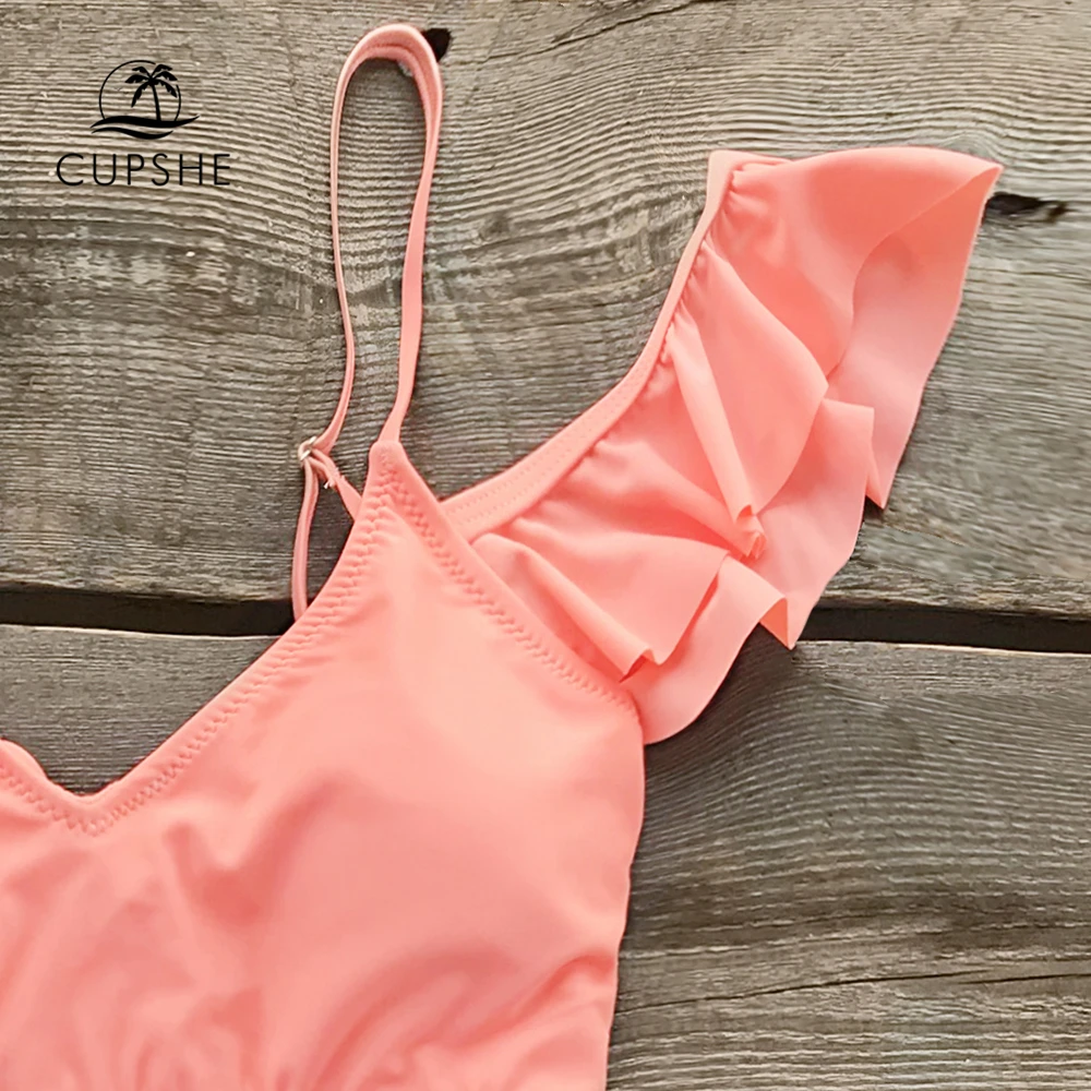 CUPSHE/розовые и клетчатые комплекты бикини с высокой талией женские сексуальные