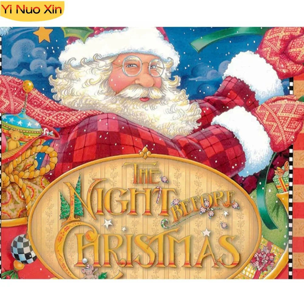 

YNX NEW Mosaic Sewing Paste Christmas Diamond Embroidery Santa Rhinestone Full Square Diamond Painting Home Decor Gift 5D DIY