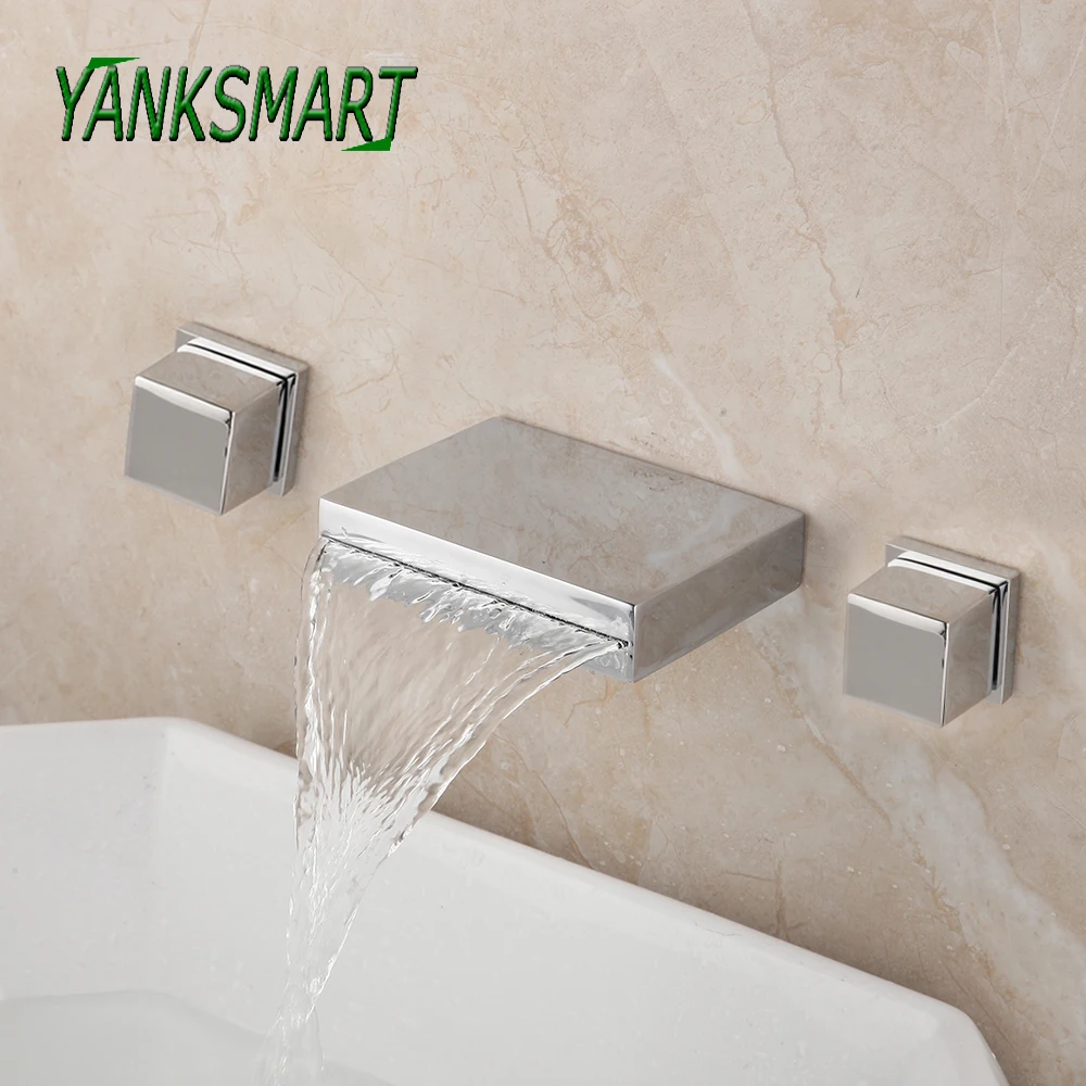 YANKSMART 3 шт. хромированные полированные Смесители для ванной комнаты Водопад носик