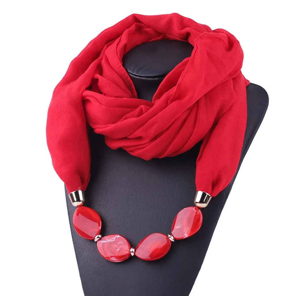 Women Fashion Solid Color Necklace Pendant Scarf Ethnic Style Soft Necklace Scarf Femme Accessories New Arrival#P15