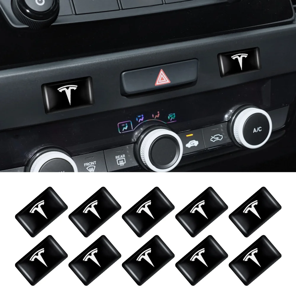 

10pcs Car Window Lift Button Stickers Steering Wheel Badges Interior Decoration For Tesla MODEL S X 3 Y 2017 2020 2021 Roadster