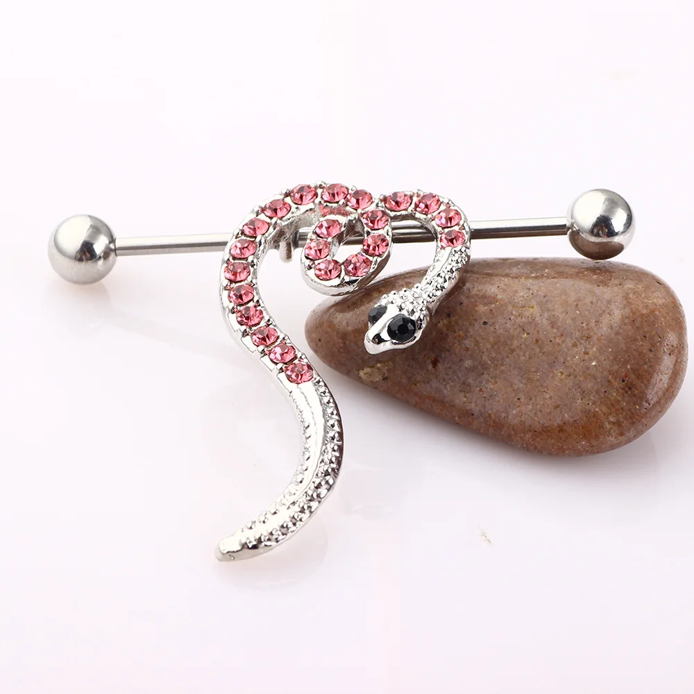 Серьга штанга из нержавеющей стали в форме змеи для пирсинга тела|Украшения тела|