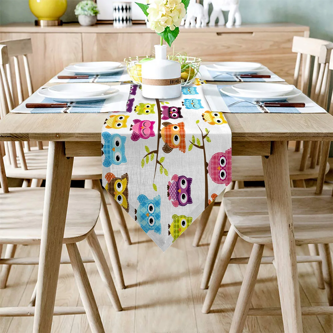 Cartoon Owl Animals Table Runner Kitchen Decor Flag Tablecloth Placemat Hotel Home Festival Decoration Runners | Дом и сад