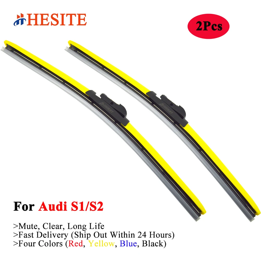 

HESITE Colorful Wiper Blades For 0-60 Audi S1 S2 Coupe Stage 1 2 S Line Stronic 2014 2015 2019 2020 Black Blue Red Hybrid Wipers