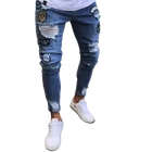 Мужские джинсы с застежкой-молнией, зауженные брюки до колена, осень 2021