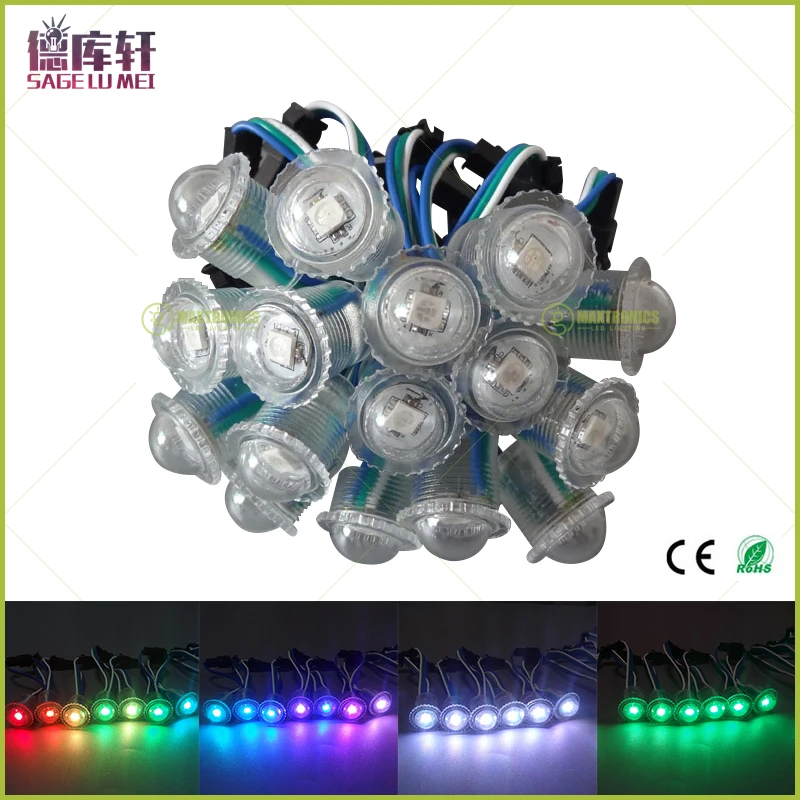 Прозрачная/молочная крышка WS2811 IC диаметром 16 мм DC5V 5050 RGB 1 Светодиодная Пиксельная