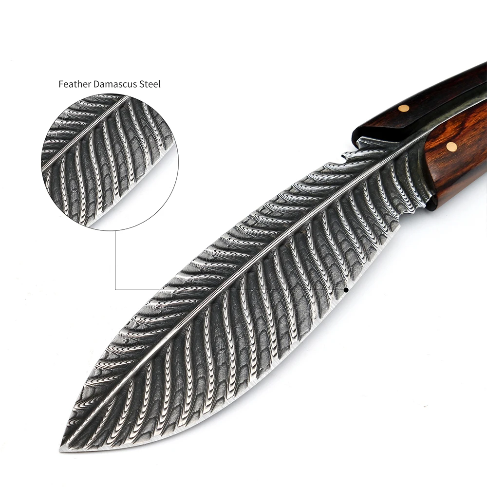 Прямой тактический нож из дамасской стали с фиксированным лезвием|Ножи| |