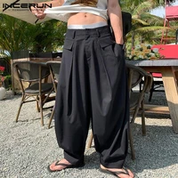 stylish incerun 2022 new mens casual trousers korean style pantalones male loose fitting wide footed bloomers drape pants s 5xl