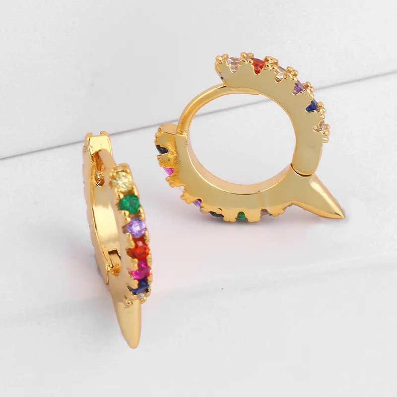 2 шт Мода Циркон с радужным блеском глаз серьги гвоздики для женщин Радуга