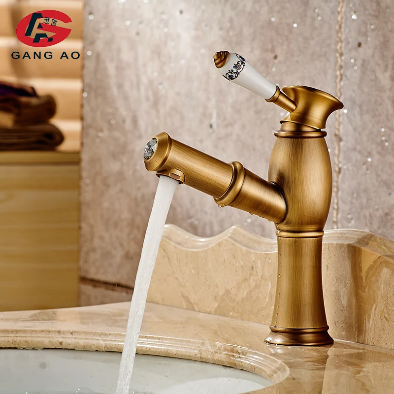 Смеситель для раковины в античном стиле кран из твердой латуни и бронзы с