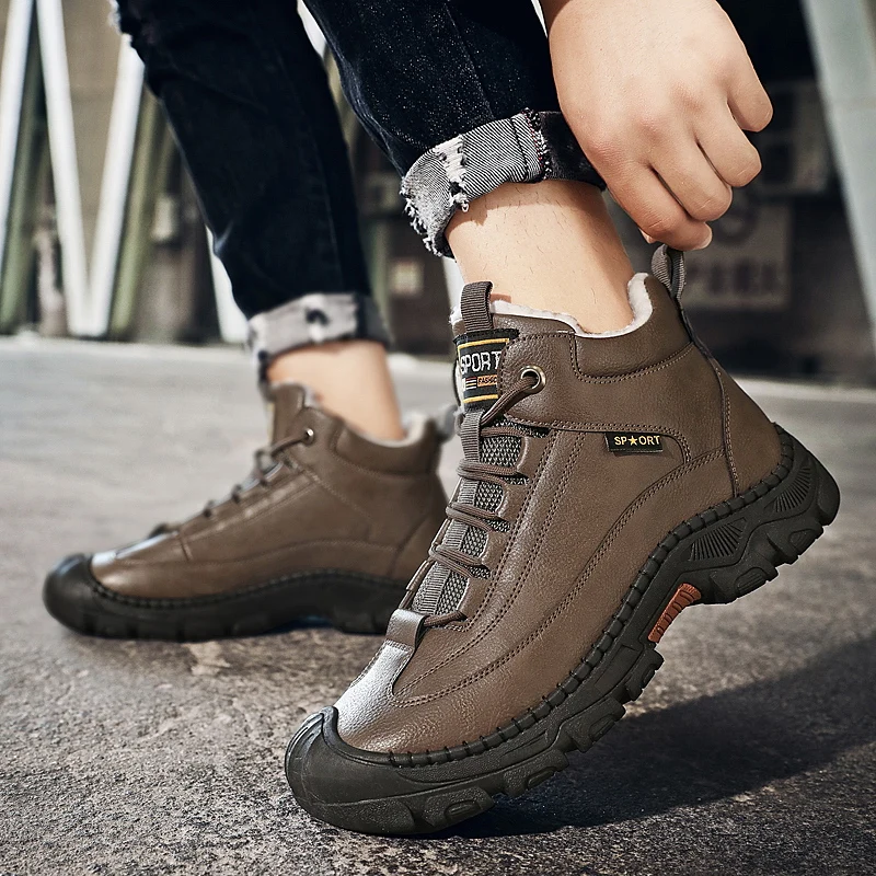 Зимние ботинки PUPUDA мужские модные кроссовки удобные зимние Мужская модная