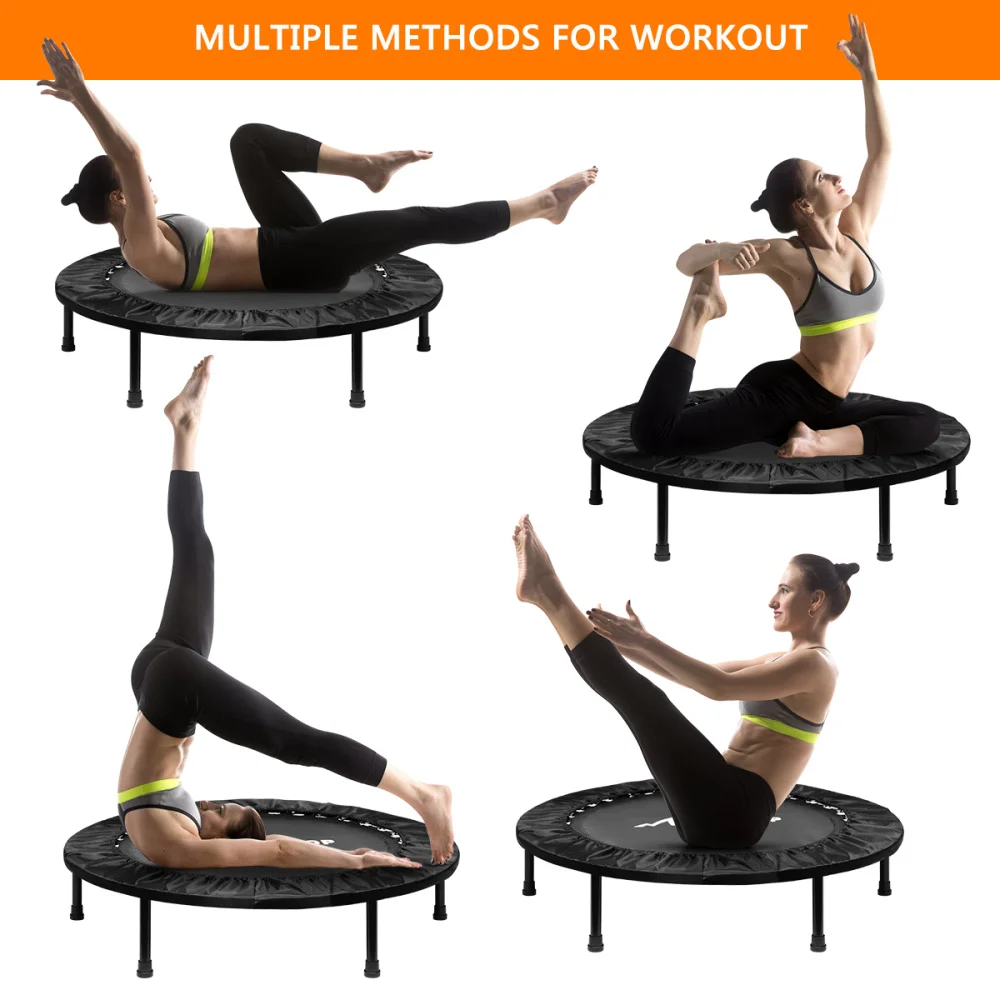 

MOVTOTOP 40in Folding Trampoline Fitness Cardio Round Trampoline Aerobic Exercise Trainer Load to 120 kg (Black)