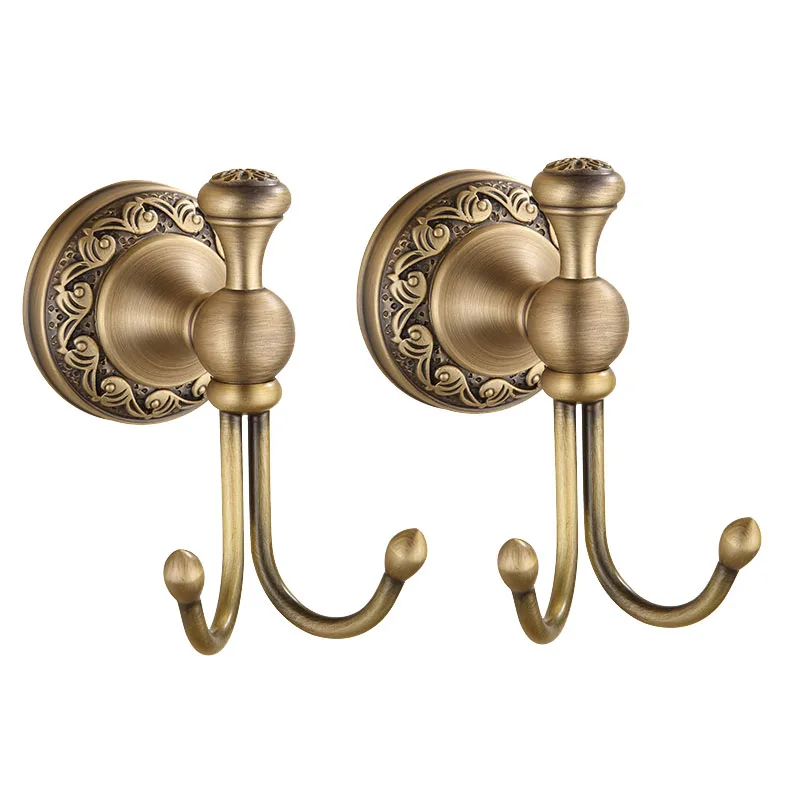 2 Pieces Hook IMPEU двойной крючок для халата, крючки для пальто и полотенец для ванной комнаты настенный, Античная бронзовая отделка - Цвет: 2 Pieces Hook