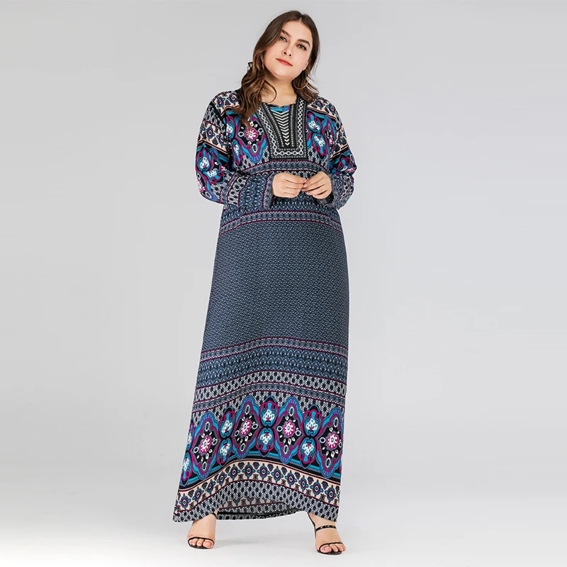 Абайя Дубай Арабский исламский Турция мусульманские женщины печатных Вышитые