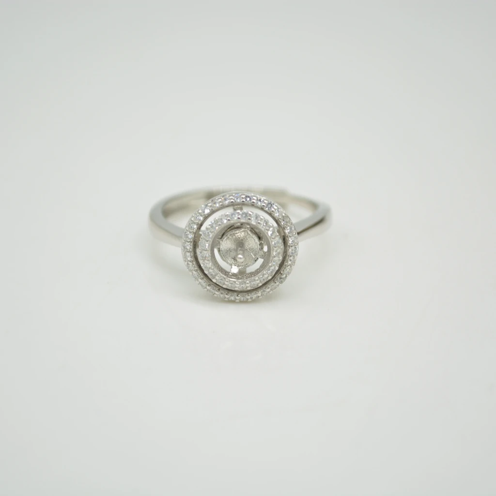 S925 Sterling Silver Korean Version Spinner Pearl Ring Fittings Female Ring Mountings for Diy Accessories Manufacturer Wholesale