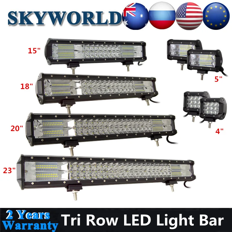 

7D Tri Row LED Offroad Light Bar 4 5 15 18 20 23inch LED Bar 4x4 12V 24V For Truck SUV ATV Trailer Uaz Pickup Driving Fog Lamp