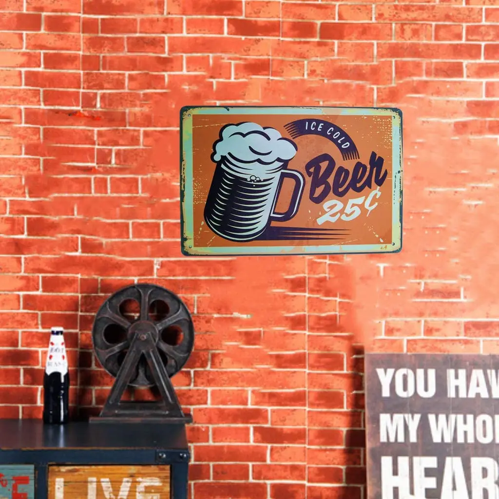 

AIQIBAO Metal Vintage Tin Sign Decor-Beer for Bar Pub Shop Funny Retro Wall Art Sign 12X 8