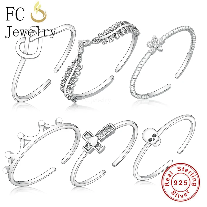 

925 Sterling Silver Punk Style Adjustable Crown Flower Leaf Heart Finger Chain Rings For Women Engagement Party Wholesale Joyas