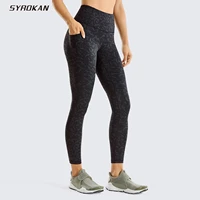 syrokan womens naked feeling high waisted workout pants yoga leggings capri with side pockets 23 inches