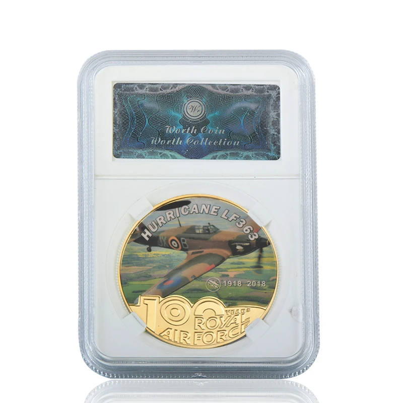 coin with case2 WR Королевские ВВС 100-летие золотые металлические монеты оригинальная копия монеты коллекционные вещи евро копия монеты подарки на день рождения сувенир - Цвет: coin with case2