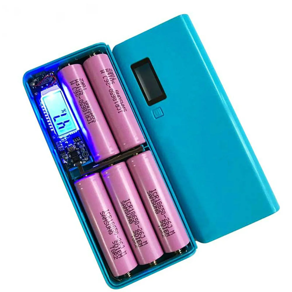 Портативное зарядное устройство 5x18650 портативное 5 В с двумя USB портами корпус для