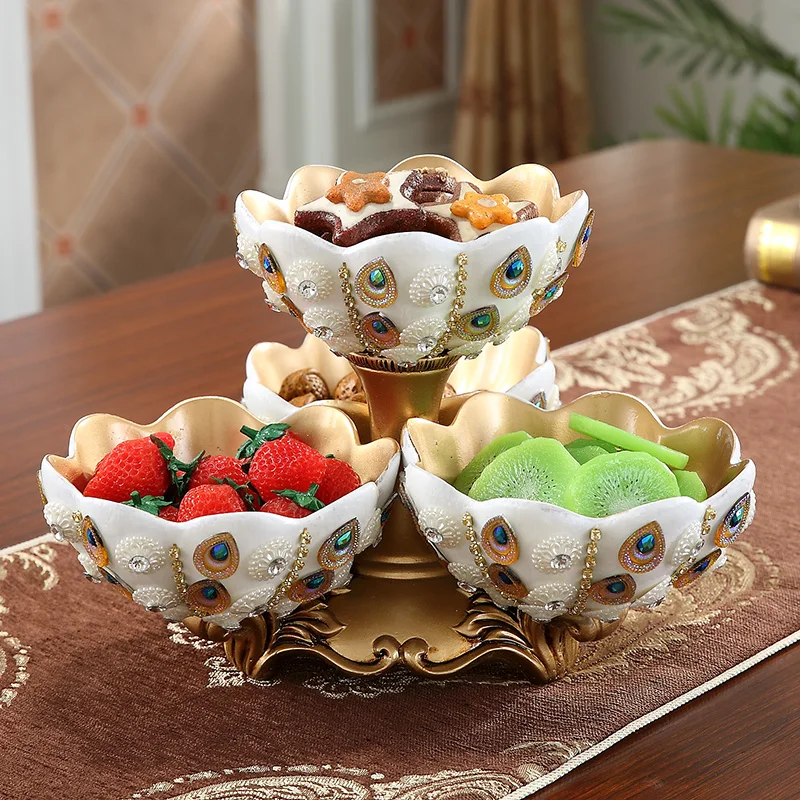 

European Luxury Diamond Fruit Plate Figurines Ashtray Tissue Box Reisn Ornaments Home Furnishing Decoration Crafts Wedding Gifts