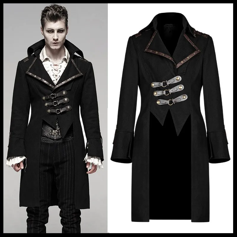 Мужской Длинный плащ в стиле Панк RAVE стимпанк для вечевечерние мужской костюм