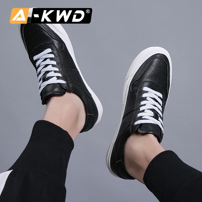 Men Shoes Fashion 2019 Zapatos De Hombre Light White Sneakers Black Genuine Leather Casual Male Footwear 45 |