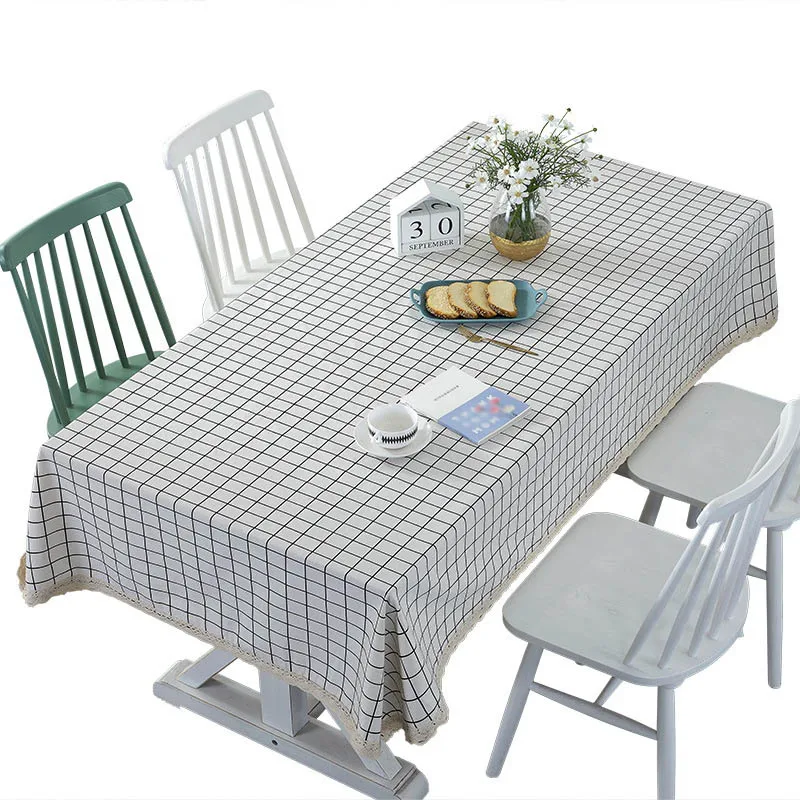 

Cotton Linen Tablecloth Chessboard Decorative Table Cloth Plaid Print 1 Pcs Dining Table Cover Multifunctional