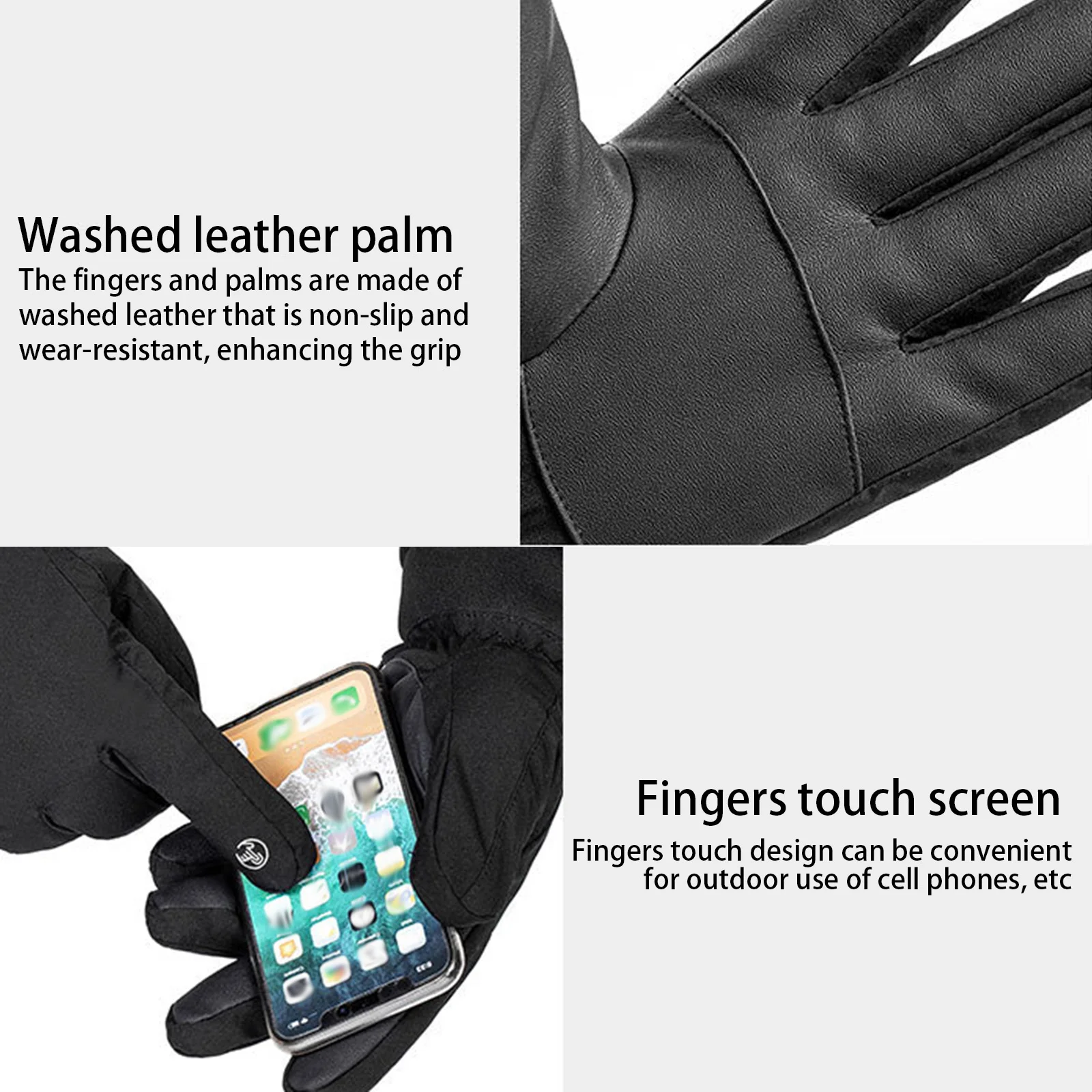 Зимние теплые перчатки для мужчин и женщин кожаное пальто против скольжения